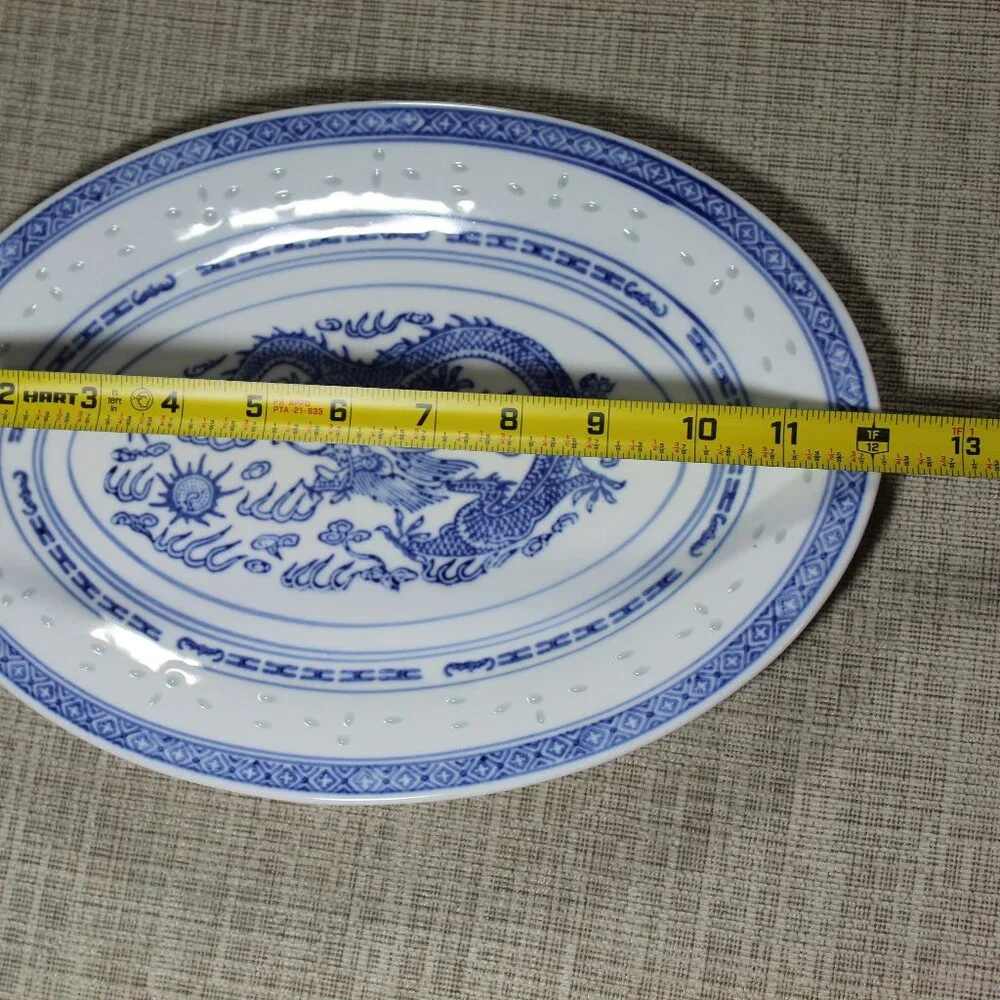 Vintage Porcelain Chinese Rice Grain Dragon Pattern 12